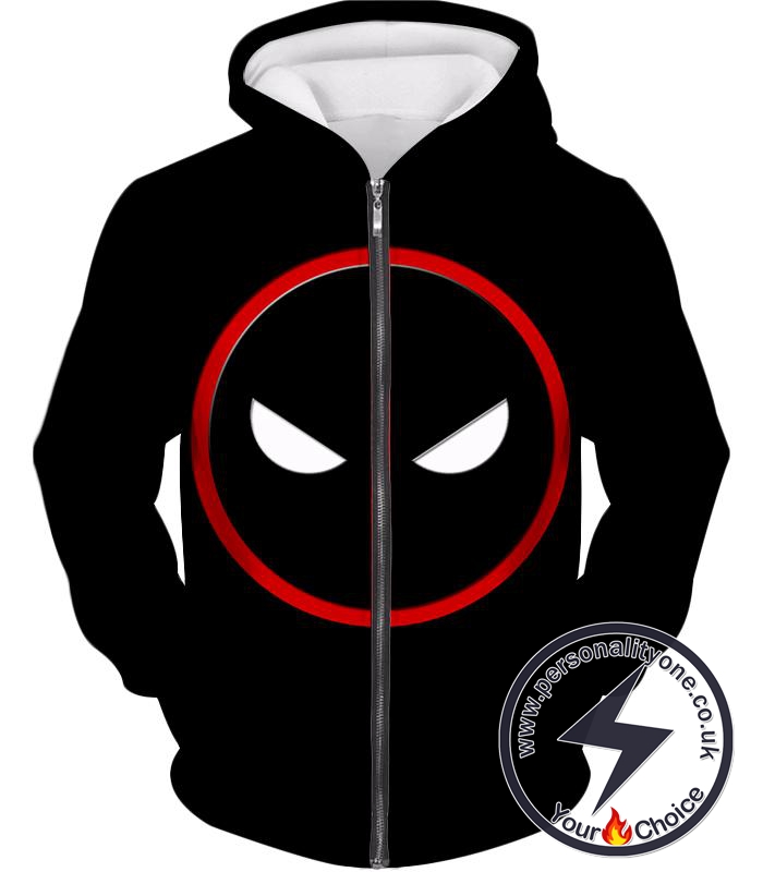 Very Cool Deadpool Logo Promo Black Zip Up Hoodie